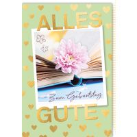 Geburtstag Glückwunschkarte mit Umschlag Buch Blume...
