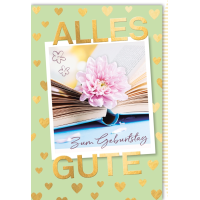 Geburtstag Glückwunschkarte mit Umschlag Buch Blume...