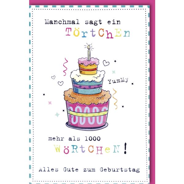 Geburtstag Glückwunschkarte mit Umschlag - Törtchen
