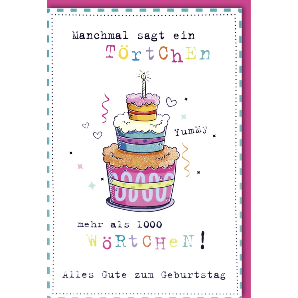 Geburtstag Glückwunschkarte mit Umschlag - Törtchen