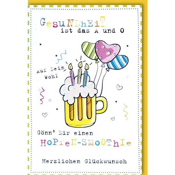 Geburtstag Glückwunschkarte mit Umschlag - Hopfensmoothie