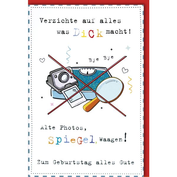 Geburtstag Glückwunschkarte mit Umschlag Alte Fotos Dick Spiegel Alles Gute