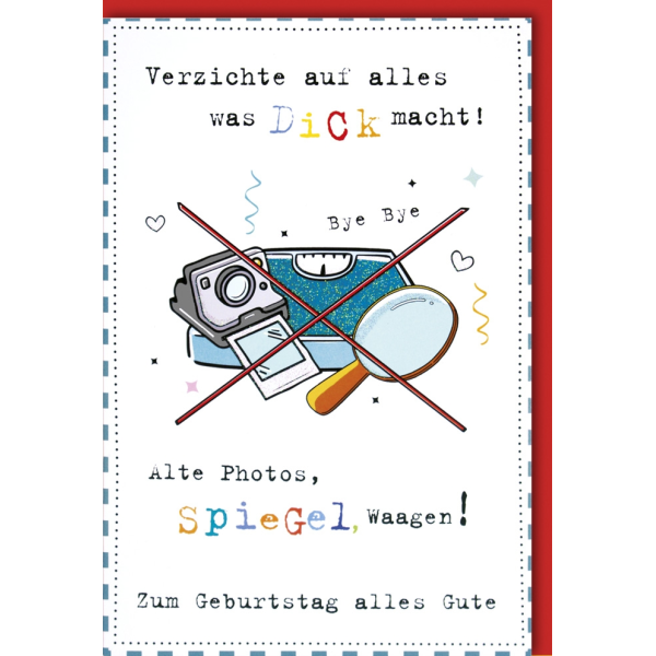 Geburtstag Glückwunschkarte mit Umschlag Alte Fotos Dick Spiegel Alles Gute