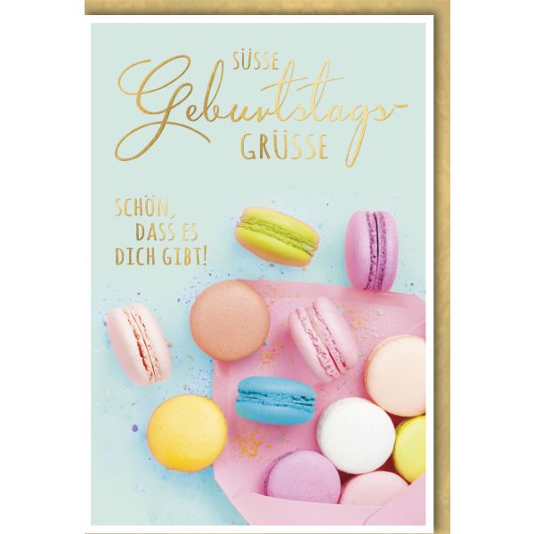 Geburtstag Glückwunschkarte mit Umschlag Bunte Kekse Schön dass es Dich gibt Süße Grüße