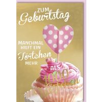 Geburtstag Glückwunschkarte mit Umschlag Muffin Herz...