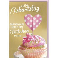Geburtstag Glückwunschkarte mit Umschlag Muffin Herz...