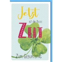 Geburtstag Glückwunschkarte mit Umschlag Kleeblatt...
