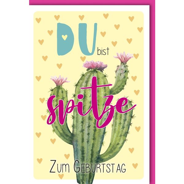 Geburtstag Kaktus Du bist spitze Glückwunschkarte mit Umschlag