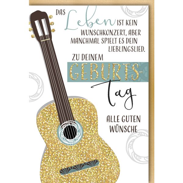 Geburtstag Glückwunschkarte mit Umschlag Gitarre Leben Alle Guten Wünsche