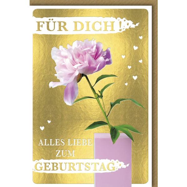 A Geburtstag Karte mit Umschlag "Für Dich!" Blume in Vase