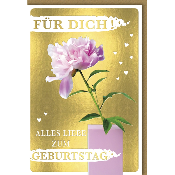 A Geburtstag Karte mit Umschlag "Für Dich!" Blume in Vase