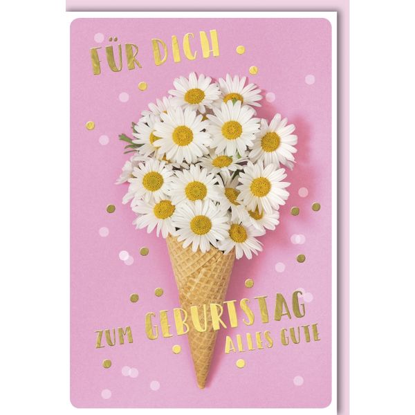 Geburtstag Glückwunschkarte mit Umschlag Waffel mit Gänseblümchen