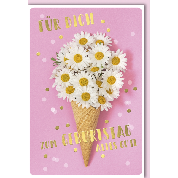 Geburtstag Glückwunschkarte mit Umschlag Waffel mit Gänseblümchen