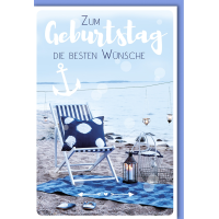 Geburtstag Glückwunschkarte mit Umschlag Liegestuhl...
