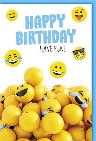 Geburtstag - Glückwunschkarte im Format 11,5 x 17 cm mit Umschlag - Have Fun! Emoji - Verlag Dominique