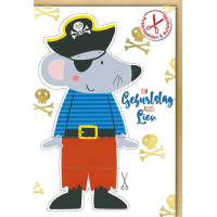 Geburtstag Glückwunschkarte mit Umschlag Piratenmaus