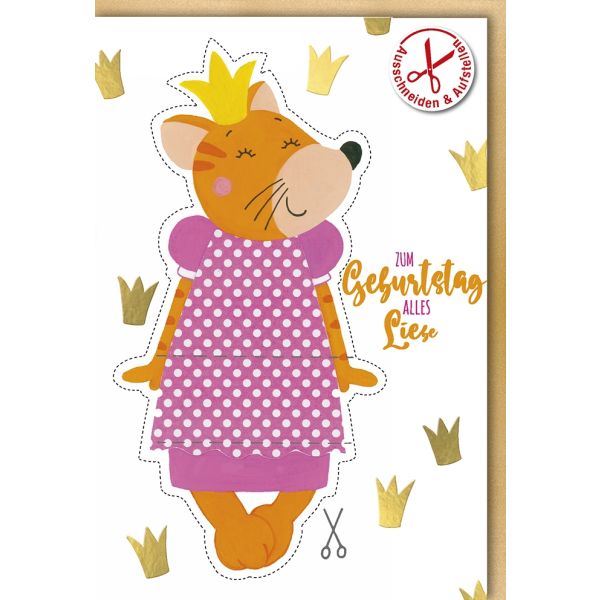 Geburtstag Glückwunschkarte mit Umschlag Prinzessinenmaus