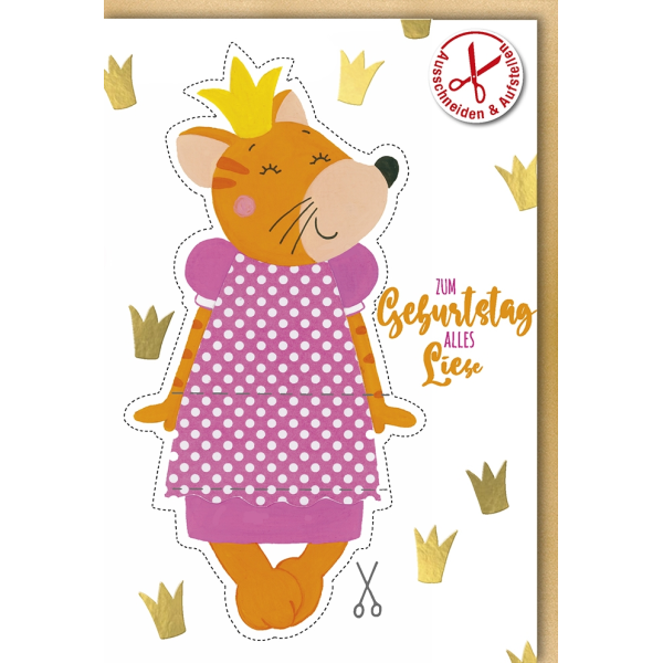 Geburtstag Glückwunschkarte mit Umschlag Prinzessinenmaus