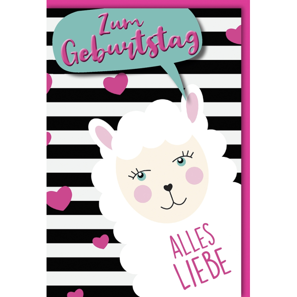 Geburtstag Glückwunschkarte mit Umschlag Schaf mit Herzchen