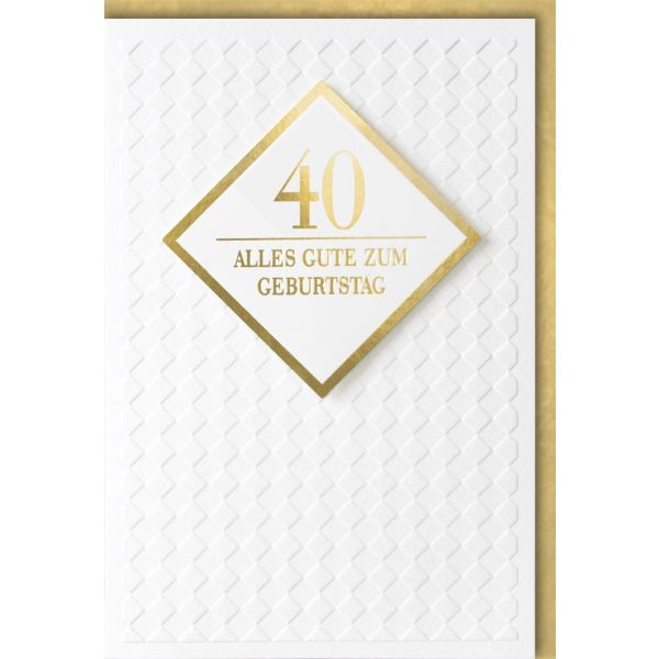 A 40. Geburtstag Glückwunschkarte mit Umschlag goldene 40 alles Gute