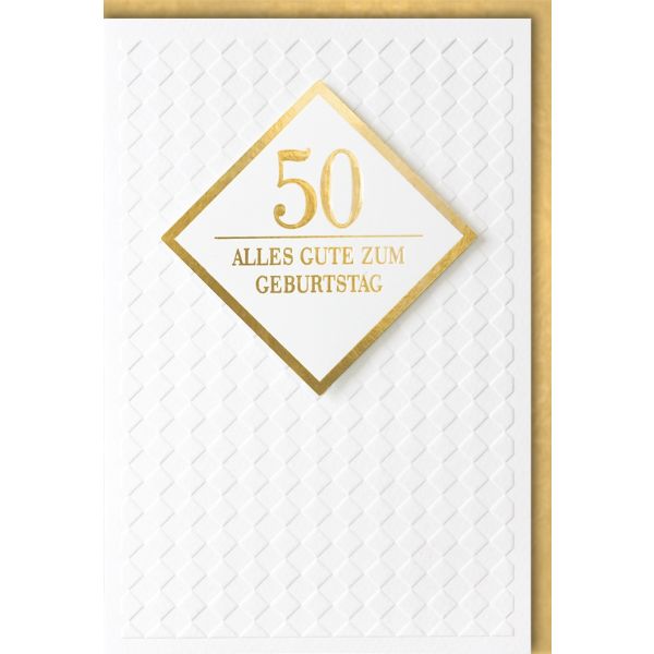 50. Geburtstag Glückwunschkarte mit Umschlag 50 Goldrand Alles Gute