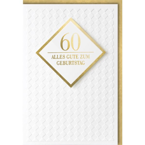 A 60. Geburtstag Glückwunschkarte mit Umschlag 60 Gold Alles Gute