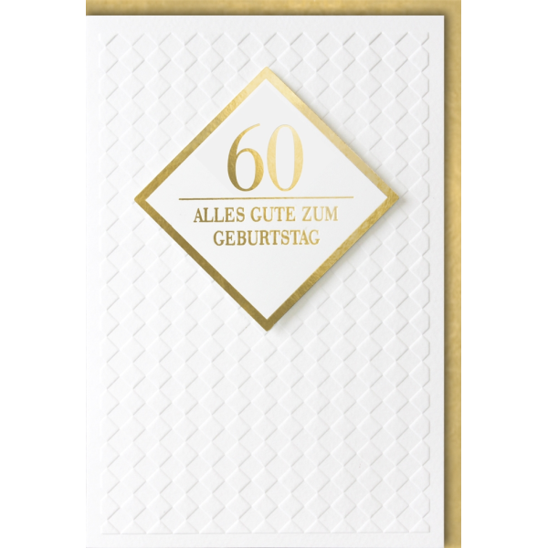 A 60. Geburtstag Glückwunschkarte mit Umschlag 60 Gold Alles Gute