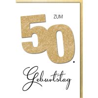 A 50. Geburtstag Glückwunschkarte mit Umschlag 50 Gold