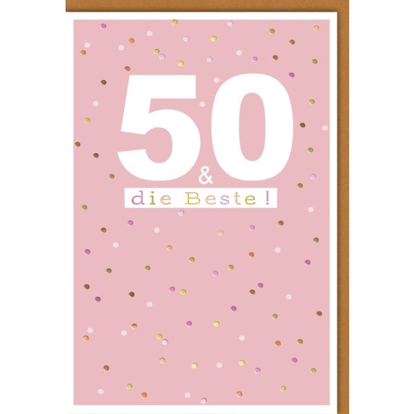 50. Geburtstag Glückwunschkarte mit Umschlag 50 Bunte Tupfen Die Beste