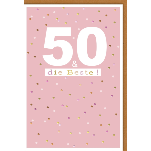 50. Geburtstag Glückwunschkarte mit Umschlag 50 Bunte Tupfen Die Beste