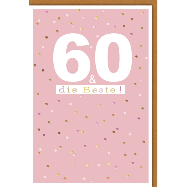 60. Geburtstag Glückwunschkarte mit Umschlag 60 Bunte Tupfen Die Beste