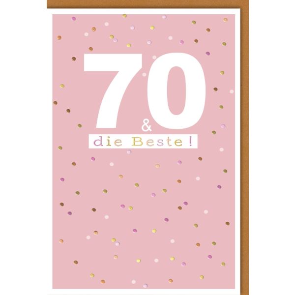 70. Geburtstag Glückwunschkarte mit Umschlag 70 Bunte Tupfen Die Beste