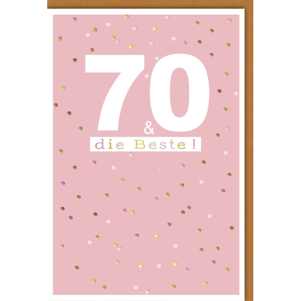 70. Geburtstag Glückwunschkarte mit Umschlag 70 Bunte Tupfen Die Beste
