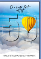 50. Geburtstag - Karte mit Umschlag - Über den Wolken