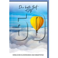 50. Geburtstag Karte mit Umschlag Über den Wolken