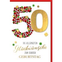 50. Geburtstag Karte mit Umschlag Marienkäfer