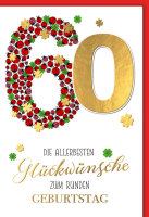 60. Geburtstag - Karte mit Umschlag - Marienkäfer