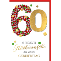 60. Geburtstag Karte mit Umschlag Marienkäfer