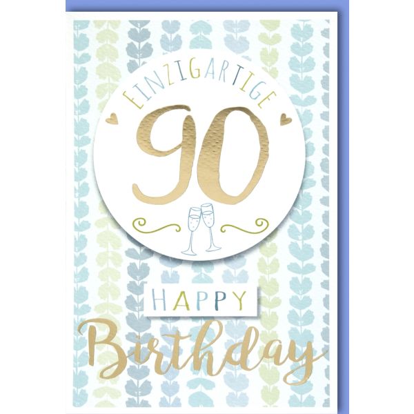 A 90. Geburtstag Glückwunschkarte mit Umschlag 90 Einzigartig Happy Birthday