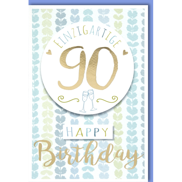 A 90. Geburtstag Glückwunschkarte mit Umschlag 90 Einzigartig Happy Birthday