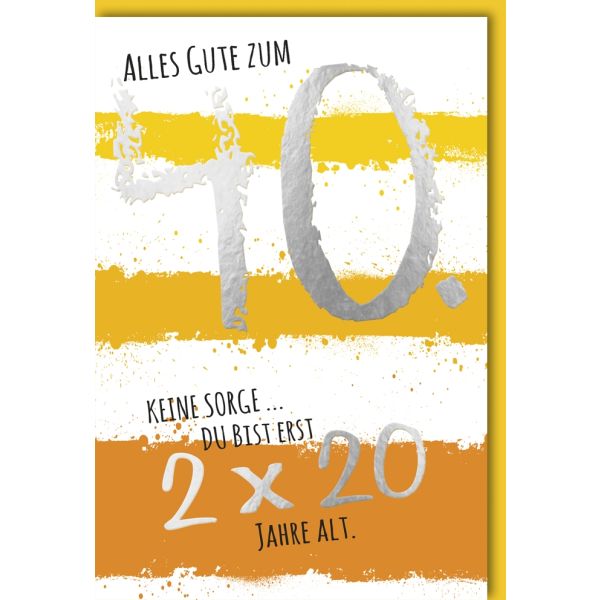 A 40. Geburtstag Glückwunschkarte mit Umschlag 2x20 Jahre alt alles Gute