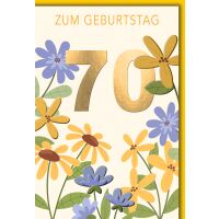 70. Geburtstag Grußkarte mit Umschlag bunte Blumen...