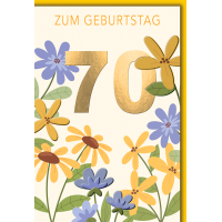 70. Geburtstag Grußkarte mit Umschlag bunte Blumen...