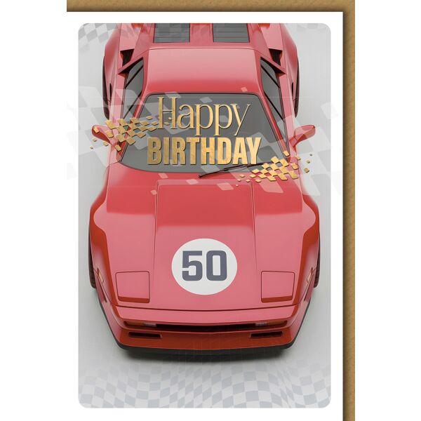 50. Geburtstag Grußkarte mit Umschlag Oldtimer Happy Birthday