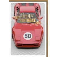 50. Geburtstag Grußkarte mit Umschlag Oldtimer...