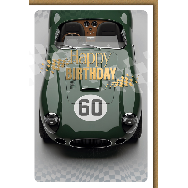 60. Geburtstag Grußkarte mit Umschlag Oldtimer
