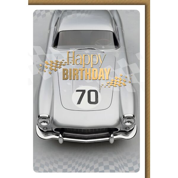 70. Geburtstag Grußkarte mit Umschlag Oldtimer