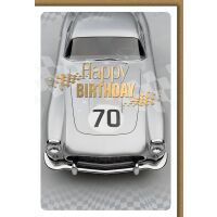 70. Geburtstag Grußkarte mit Umschlag Oldtimer