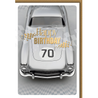 70. Geburtstag Grußkarte mit Umschlag Oldtimer