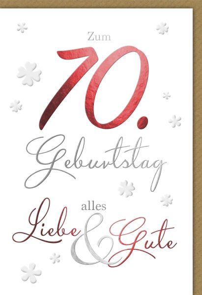 A - 70. Geburtstag - Glückwunschkarte im Format 11,5 x 17 cm mit Umschlag - Schreibschrift - Verlag Dominique